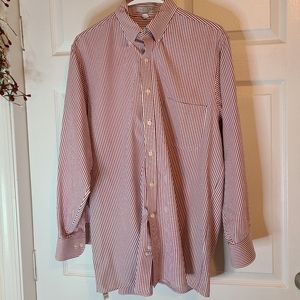 (1179) Geoffrey Beene Men's Classic Long Sleeve Oxford Dress Shirt, Size: L Red